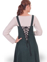 ANNA Wool Green Apron Dress - Medieval Viking Wool Apron Dress